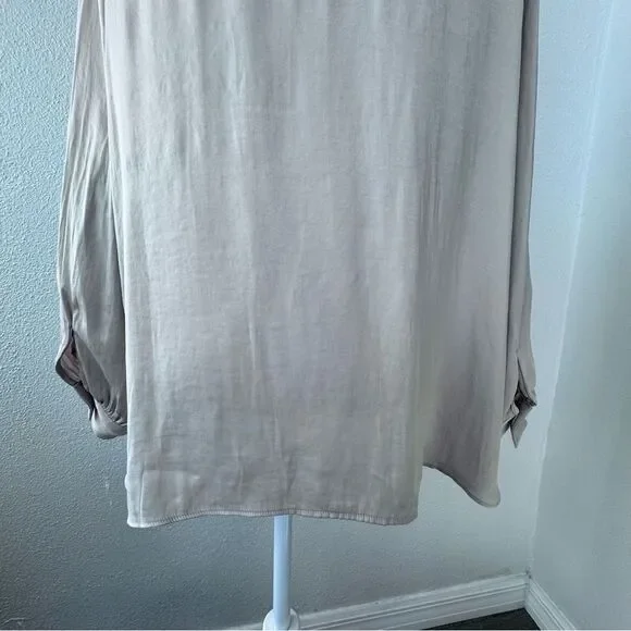 Carmen Mark Valvo Blouse Cream Tunic Long Sleeve Shirt SZ XL - Picture 9 of 13